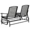 Two Person Outdoor Double Swing Glider Chair Set with Center Tempered Glass Table, Loveseat Lawn Rocker Bench